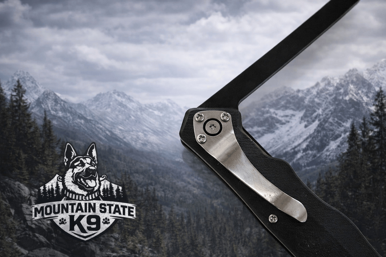 K9 Outstick tool designed for professional handlers in high-drive bite work, featuring Mountain State K9 logo.